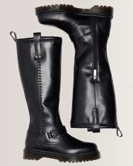 Anistone Knee High Orleans Leather Biker Boots