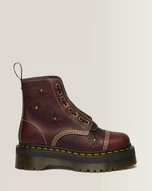 Sinclair Flower Grizzly Leather Platform Boots