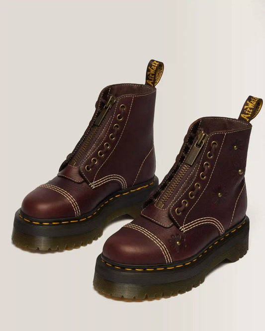 Sinclair Flower Grizzly Leather Platform Boots