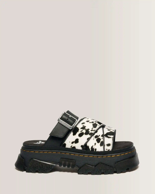 Mattison Slide Dalmatian Hair On Leather Sandals