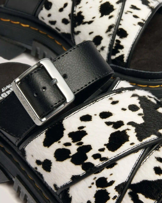 Mattison Slide Dalmatian Hair On Leather Sandals