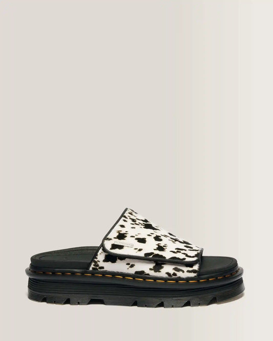 Zebzag Dalmatian Hair On Leather Platform Slides