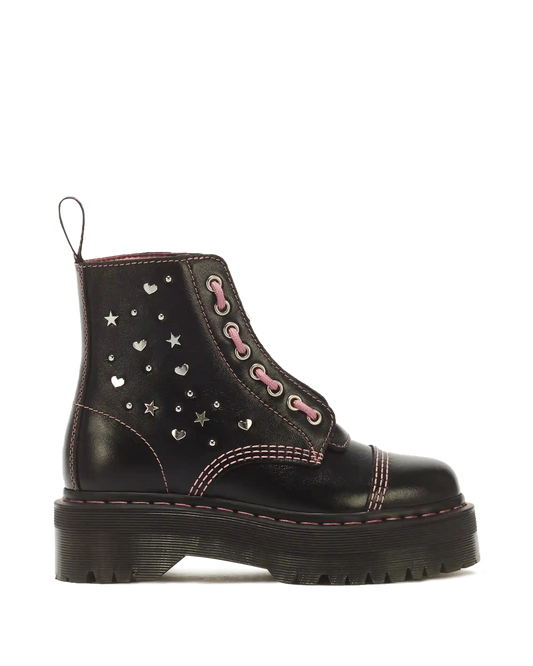Sinclair Hearts & Stars 8 Eye Leather Platform Boots