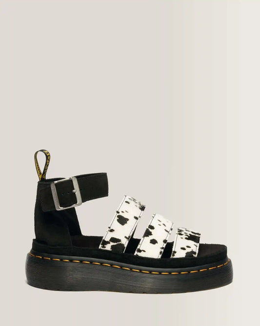 Clarissa Strap Hair On Leather Quad Sandals