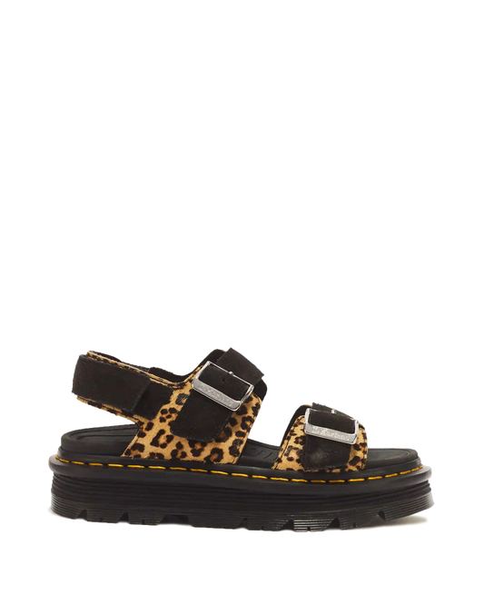Zebzag Leopard Hair On Leather Sandals