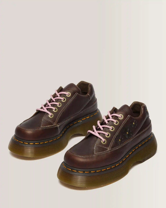 Buzz 5-Eye Flower Grizzly Leather Shoes