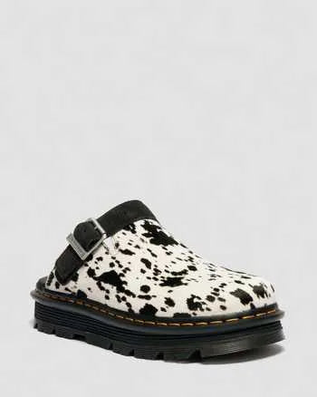 Zebzag Dalmatian Hair On Leather Platform Mules