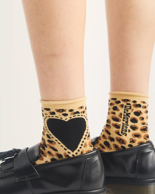 Leopard Heart Cotton Blend Socks