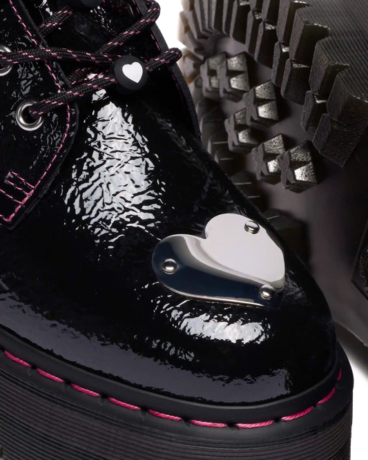 Jadon Distressed Patent Leather Platform Boots