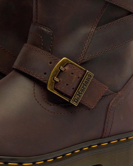 Anistone Two Strap Crazy Horse Leather Biker Boots