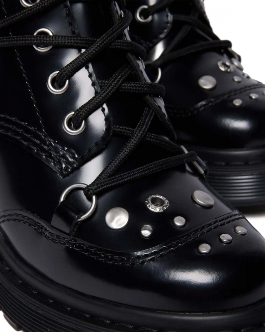 CHESNEY STUDDED BUTTERO LEATHER FLARE HEEL BOOTS