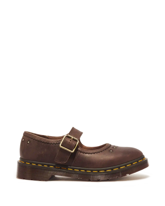 Mary Jane Flower Crazy Horse Leather Shoes