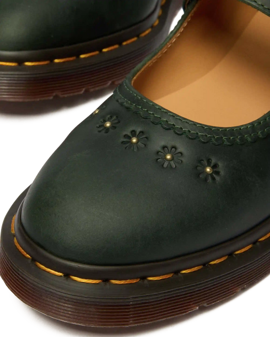 Mary Jane Flower Crazy Horse Leather Shoes