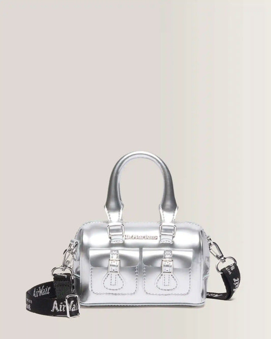 Mini Top Handle Bag Bag Silver Metallic Patent Lamper