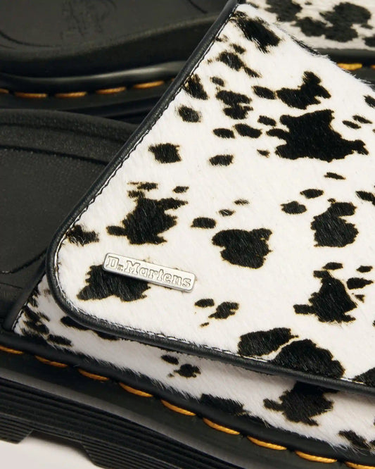Zebzag Dalmatian Hair On Leather Platform Slides