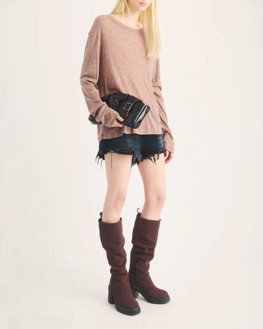 Kasey Suede Knee High Heeled Boots